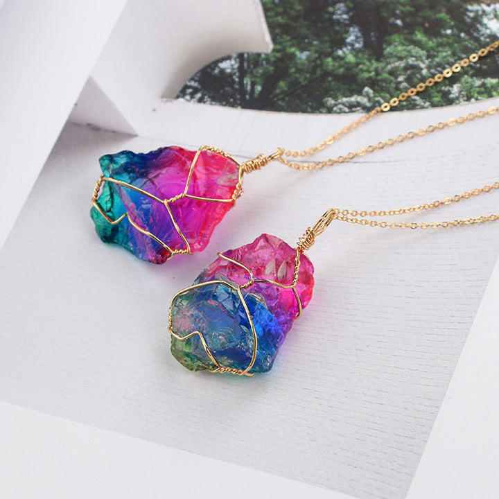 Collana vintage con pietra preziosa di fluorite Olivenorma
