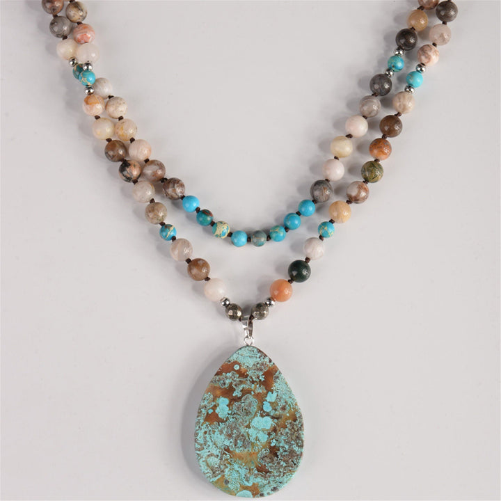 Collana di perline di turchese africano naturale fatto a mano Olivenorma