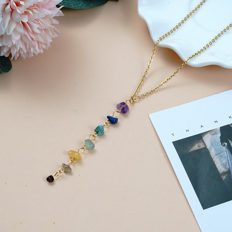 Collana con ciondolo a forma di nappa chakra in pietra naturale Olivenorma