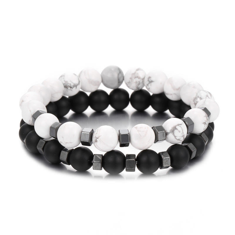 Bracciale da uomo con set elasticizzato in pietra lavica Olivenorma