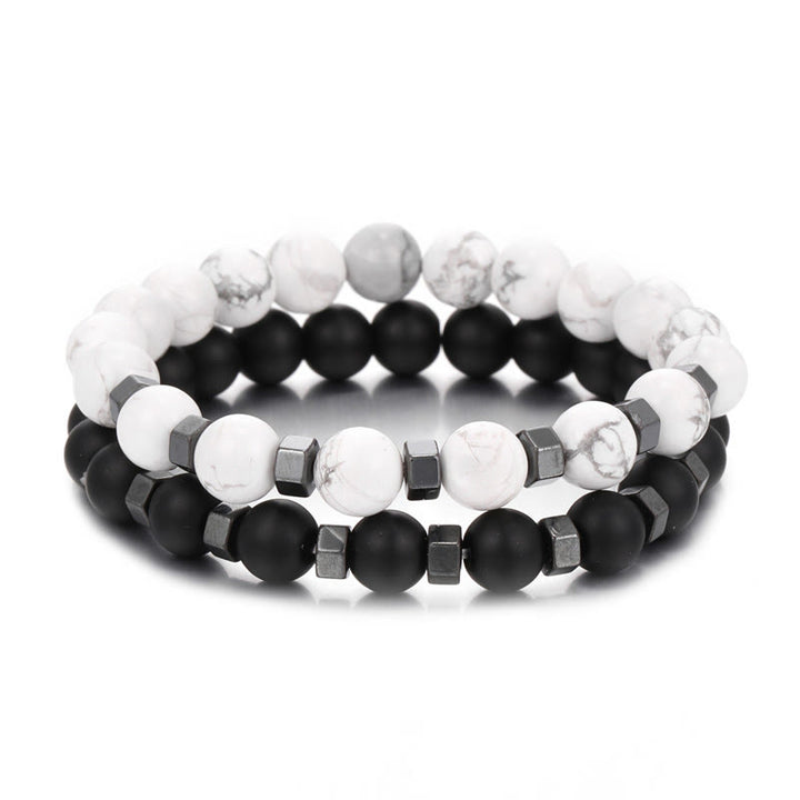 Bracciale da uomo con set elasticizzato in pietra lavica Olivenorma