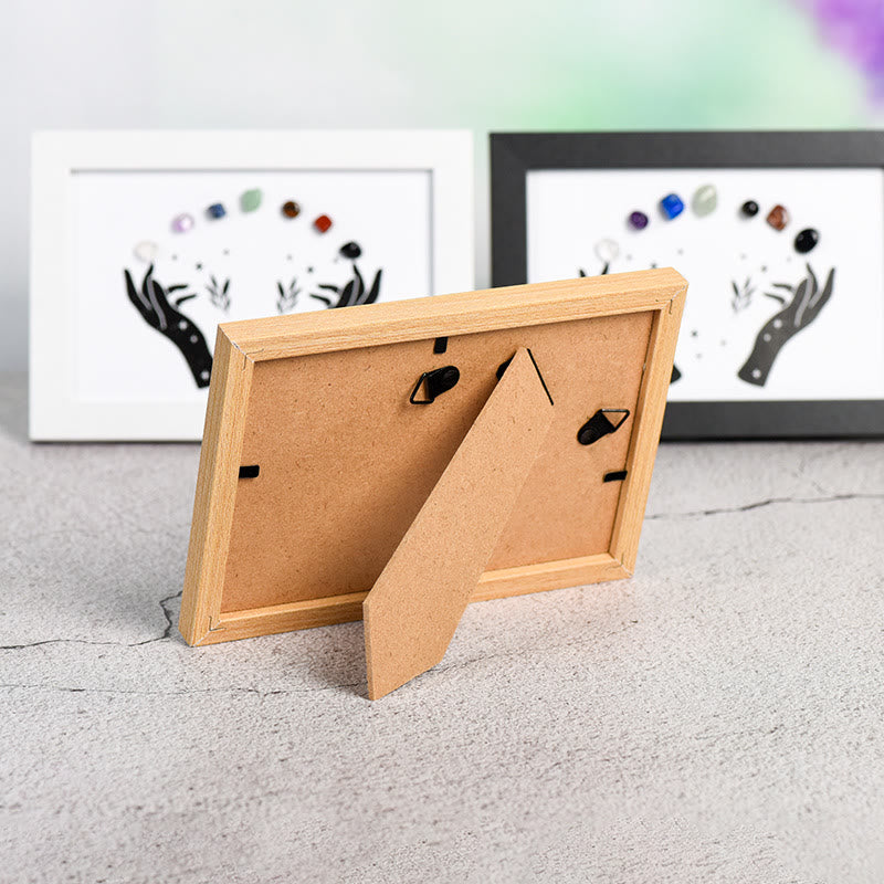Olivenorma Mani Chakra Pietra Cristallo Cornice per Foto in Legno Decorazione