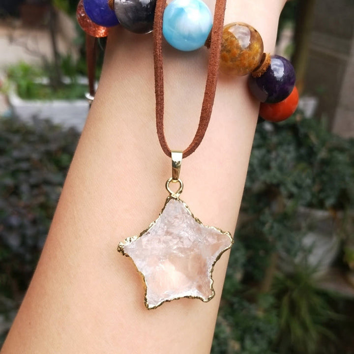 Olivenorma Ciondolo a forma di stella quadrata in cristallo bianco naturale 