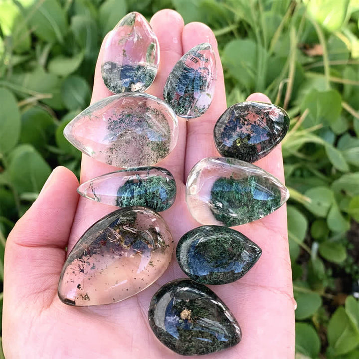 Ciondolo di cristallo curativo in quarzo fantasma verde