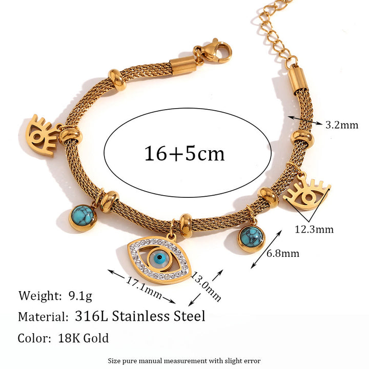Collana Olivenorma con catena spessa e zircone bianco turchese malocchio 