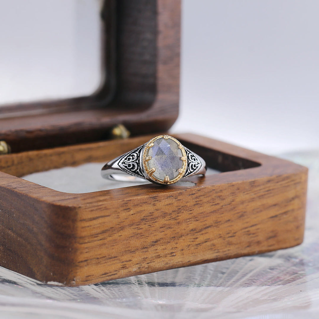 Anello in argento sterling 925 con labradorite naturale Olivenorma