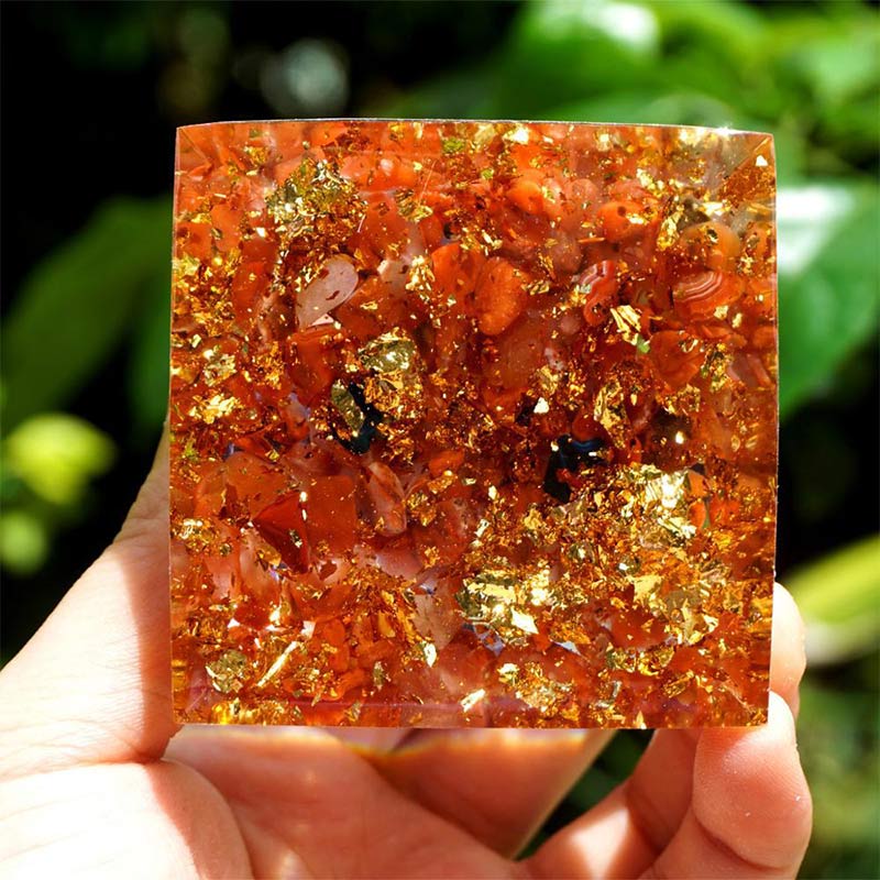Olivenorma Ametista con Agata Rossa Gemelli Piramide Orgonica Zodiacale 
