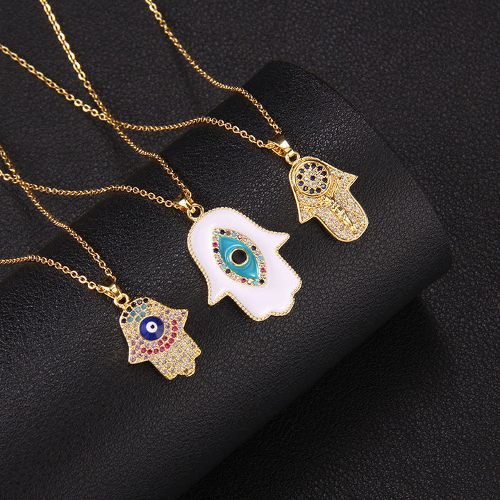 Olivenorma "Buona Fortuna" Hamsa con Collana Occhio Malvagio