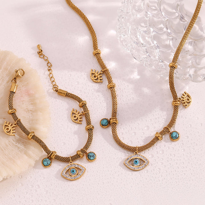 Collana Olivenorma con catena spessa e zircone bianco turchese malocchio 