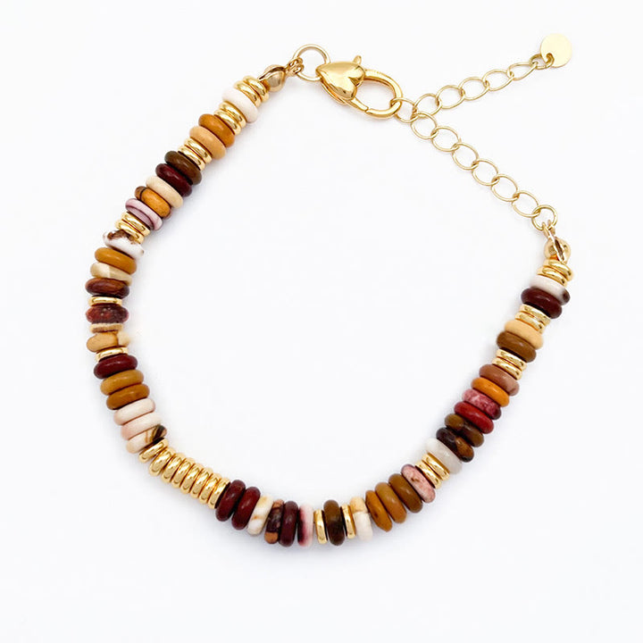 Collana con clavicola in agata naturale con perline Sunset Frisbee Olivenorma