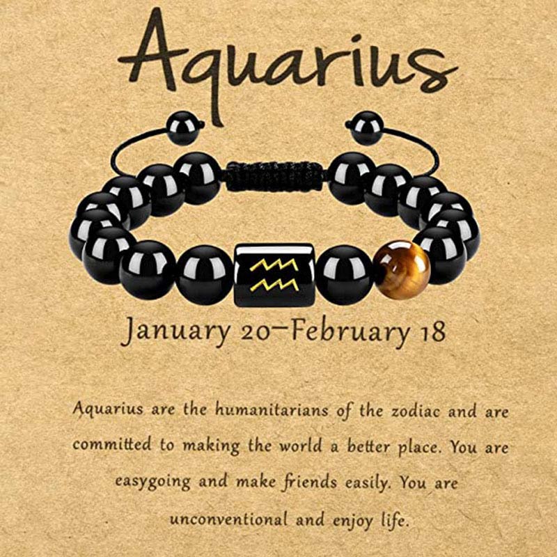 Braccialetto zodiacale Olivenorma Tiger Eye con ossidiana 