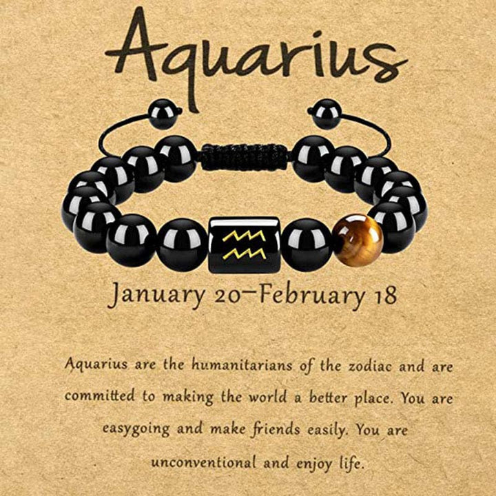 Braccialetto zodiacale Olivenorma Tiger Eye con ossidiana 