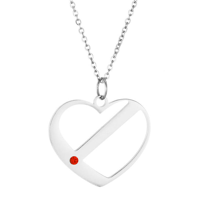 Collana con ciondolo con nome e pietra portafortuna a forma di cuore Olivenorma