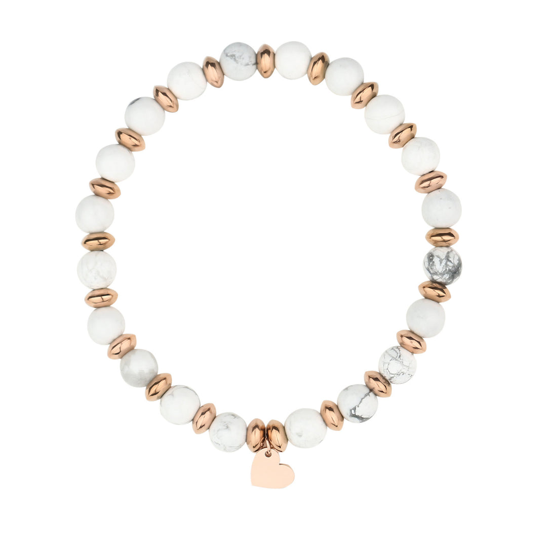 Bracciale con ciondolo a forma di cuore in metallo con perline di cristallo naturale Olivenorma 