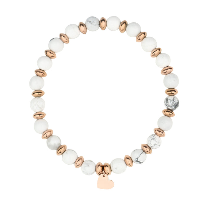 Bracciale con ciondolo a forma di cuore in metallo con perline di cristallo naturale Olivenorma 