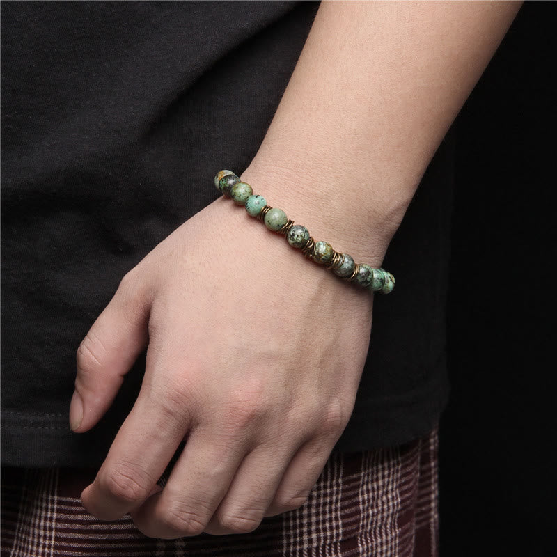 Olivenorma Bracciale Yoga Elasticizzato con Perline in Pietra Naturale Lucida da 8 mm