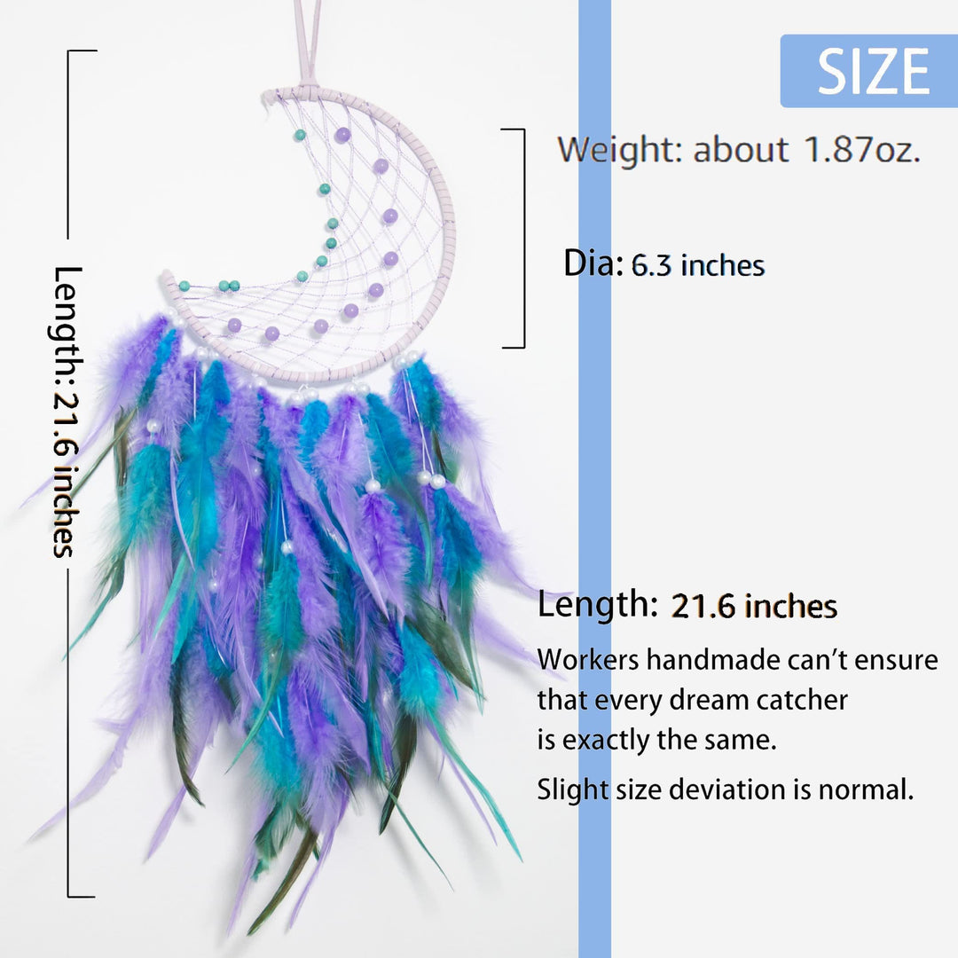 Olivenorma Acchiappasogni a forma di luna in giada viola turchese con perline fatto a mano 