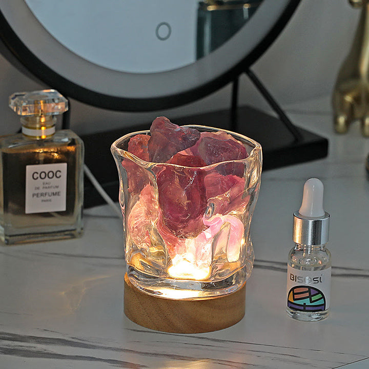 Olivenorma Lampada per aromaterapia con cristalli di oli essenziali in pietra di vetro irregolare 