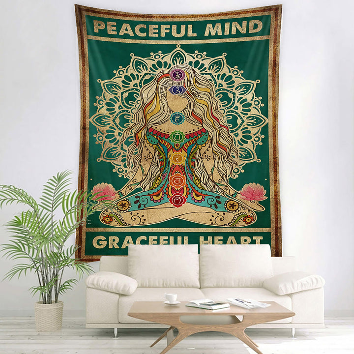 Arazzo con motivo Chakra per meditazione Yoga Olivenorma