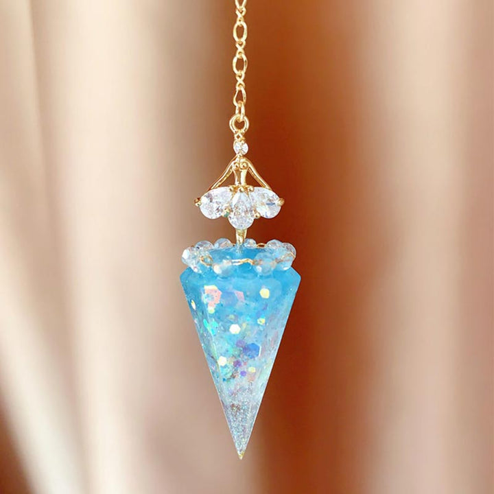 Pendolo di cristallo curativo trasparente Olivenorma Orgone 