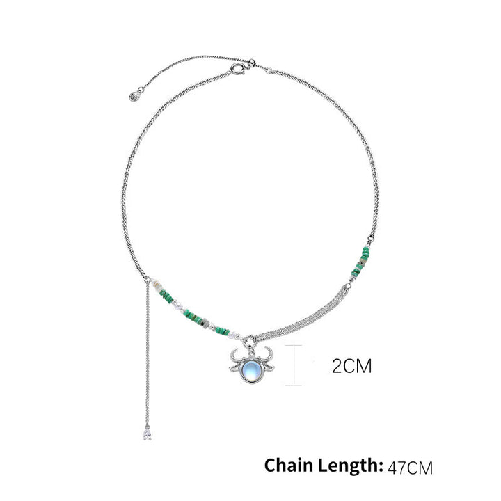 Collana in lega con ciondolo zodiacale in pietra di luna Olivenorma 