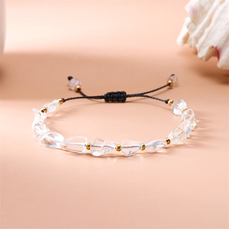 Bracciale intrecciato a mano con perline di pietra naturale irregolare Olivenorma