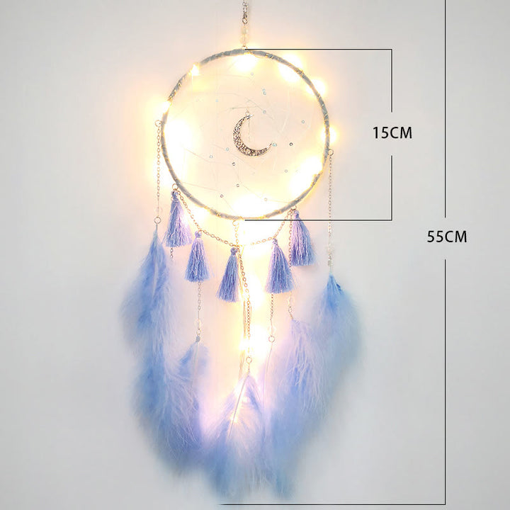 Olivenorma Fata Piuma Bianca Luna Pendente Acchiappasogni 