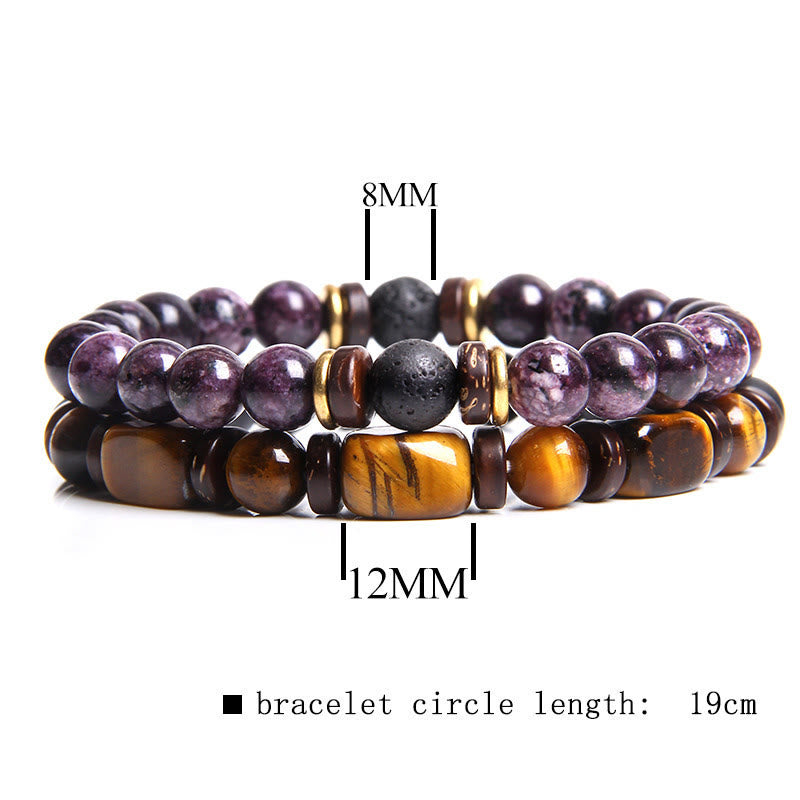 Olivenorma Set di bracciali in pietra occhio di tigre turchese africano