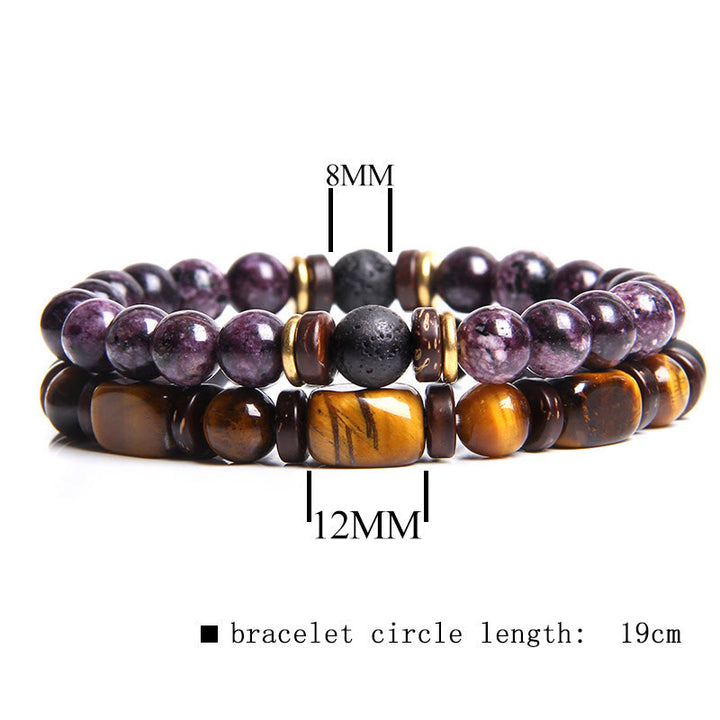 Olivenorma Set di bracciali in pietra occhio di tigre turchese africano