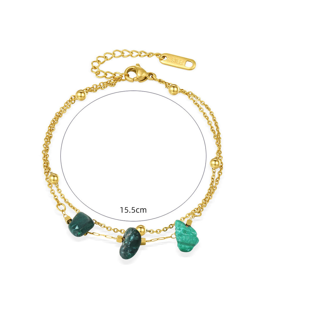 Set di bracciale impilabile Olivenorma Natural Stone in acciaio al titanio 