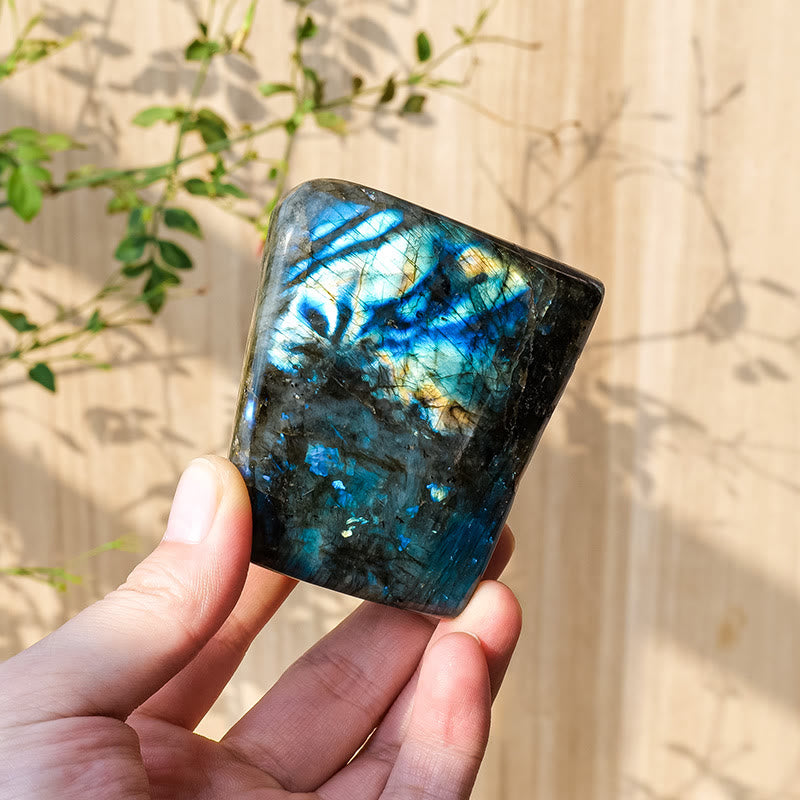 Decorazione in pietra preziosa grezza naturale di labradorite Olivenorma