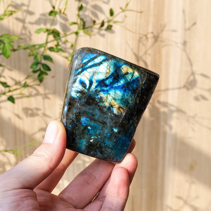 Decorazione in pietra preziosa grezza naturale di labradorite Olivenorma