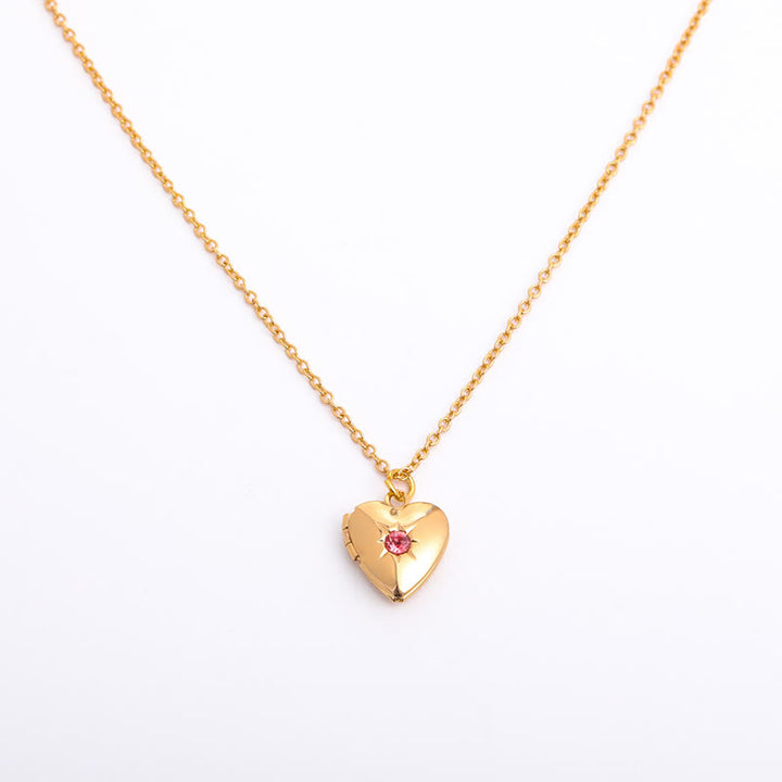 Olivenorma "Shine in My Heart" - Collana con album a forma di cuore con pietra portafortuna