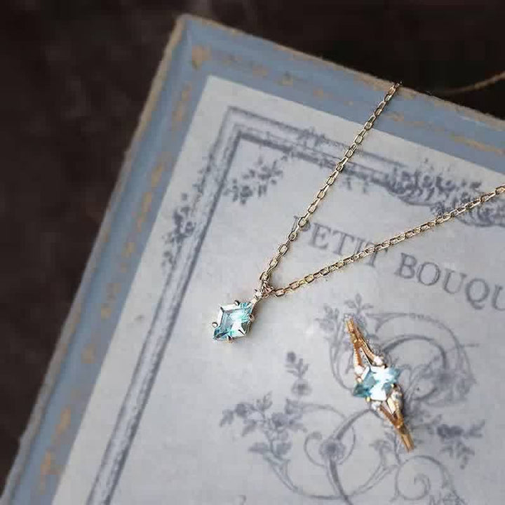 Collana con tormalina Paraiba rombica delicata Olivenorma 
