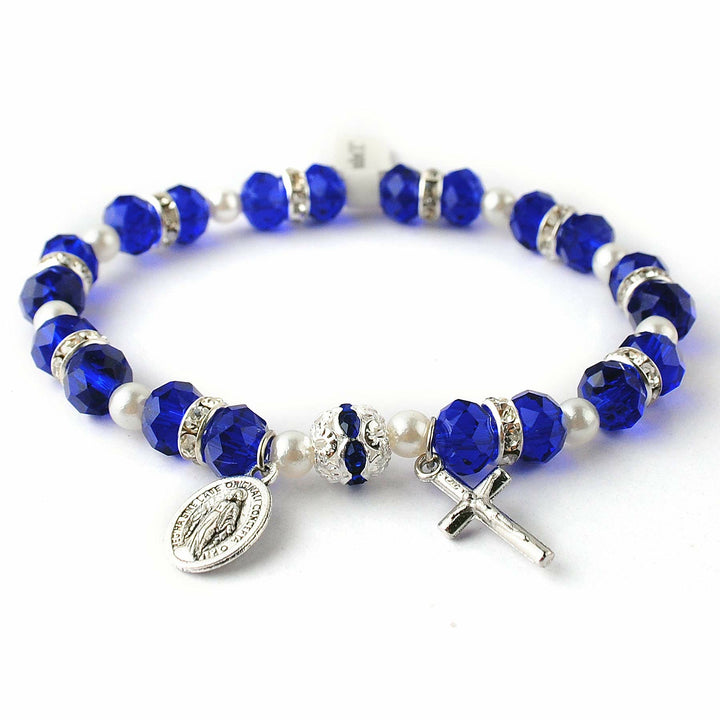 Braccialetto con croce cristiana in cristallo sfaccettato Olivenorma