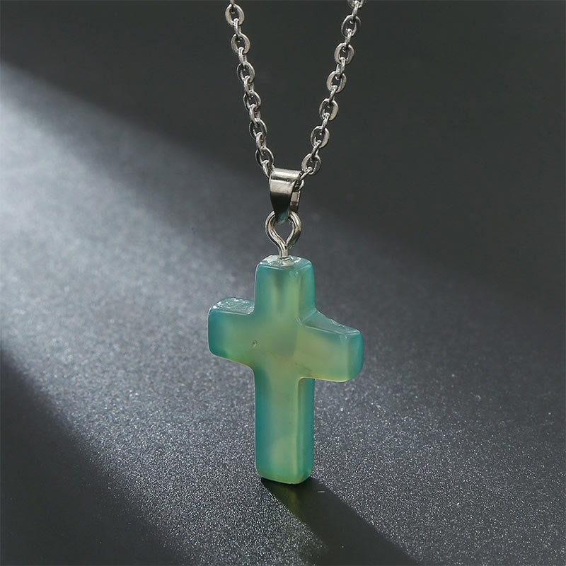 Collana con croce in pietra naturale Olivenorma 