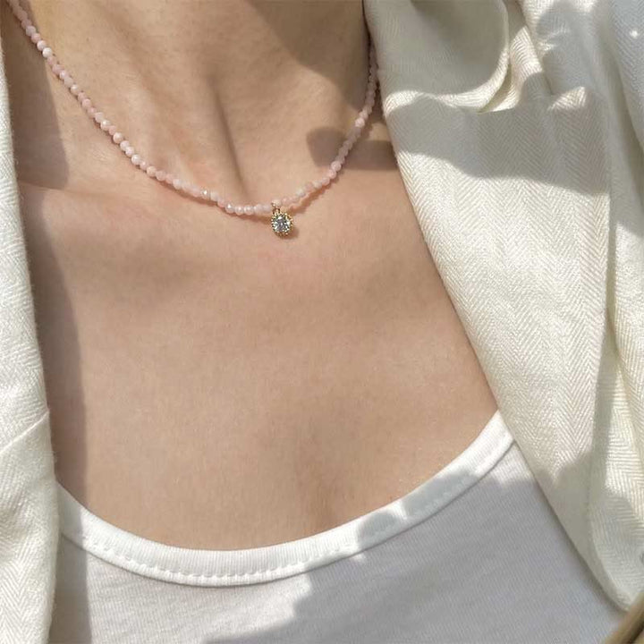 Collana con ciondolo in metallo con cristallo naturale Olivenorma