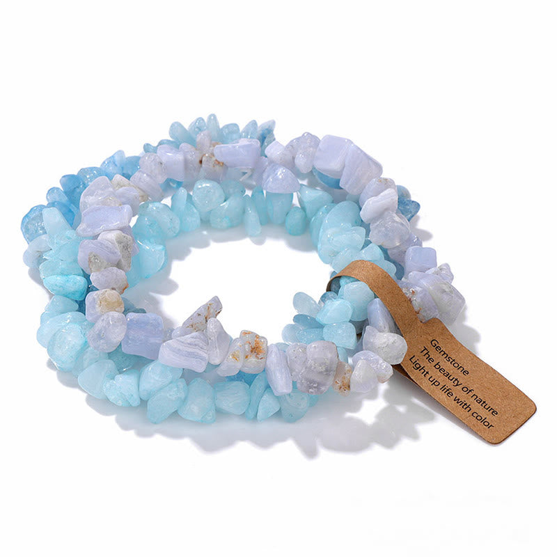 Bracciale Olivenorma a tre strati con ghiaia di cristallo irregolare naturale