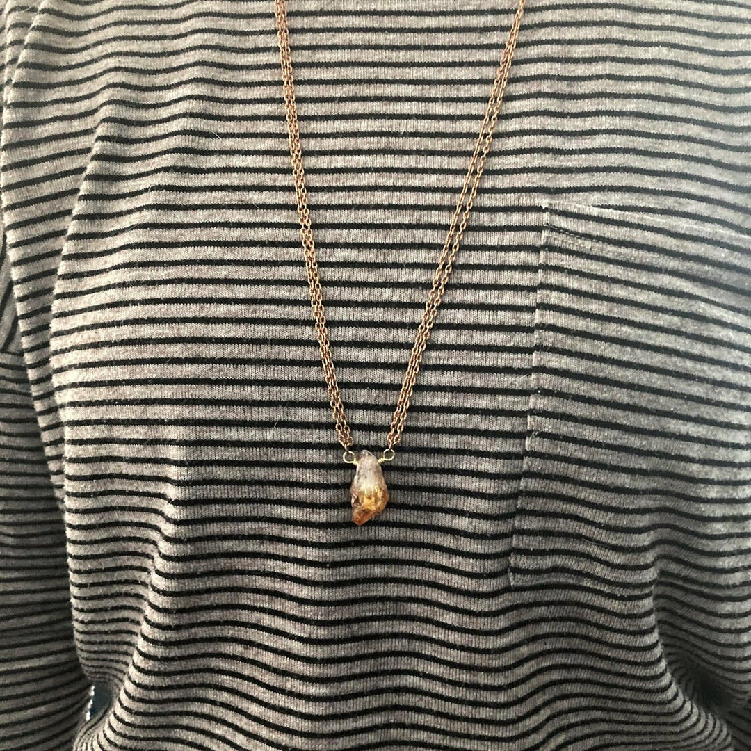 Collana con ciondolo in citrino brasiliano naturale Olivenorma