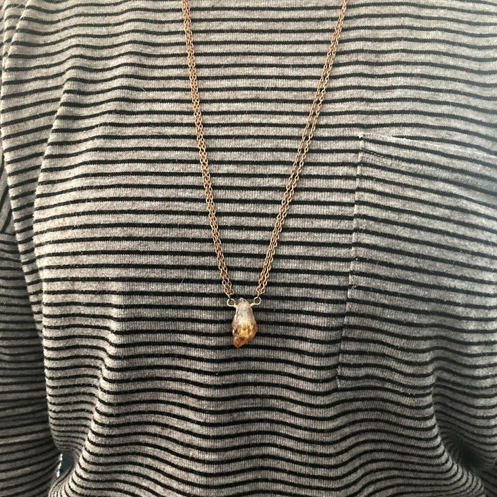 Collana con ciondolo in citrino brasiliano naturale Olivenorma