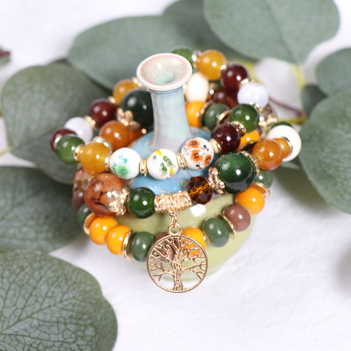 Olivenorma Boho Braccialetto di cristallo fatto a mano con albero della vita 