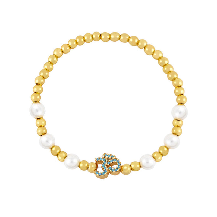 Bracciale Olivenorma in ottone con perle e simbolo Om