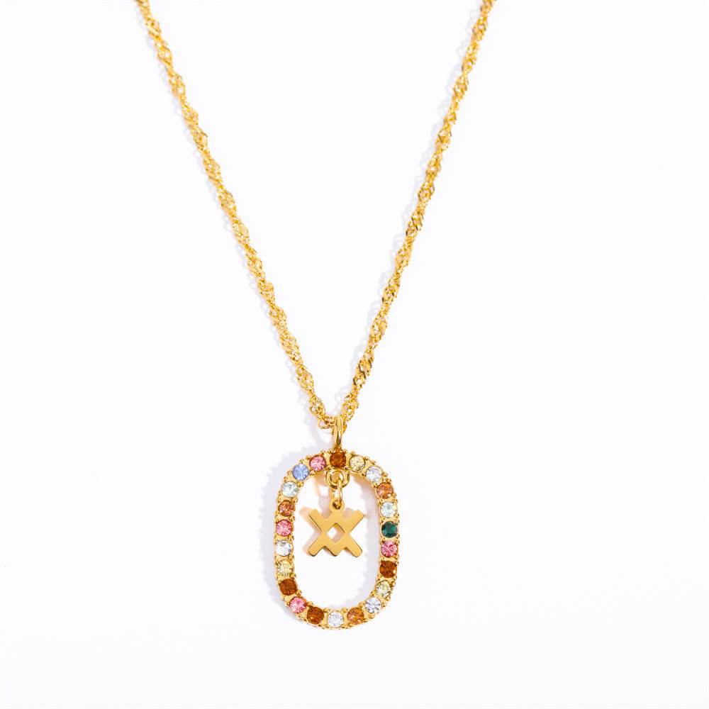 Collana Olivenorma Zircone traforato Ovale Costellazione Zodiacale