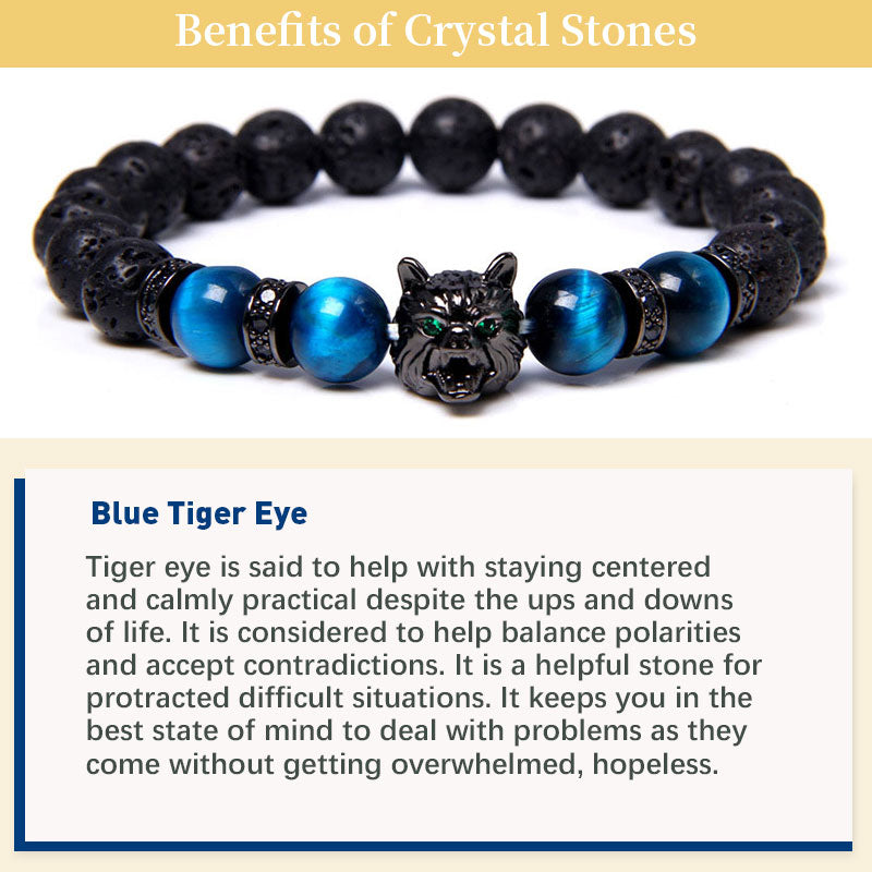 Braccialetto Olivenorma Blue Tiger Eye Wolf