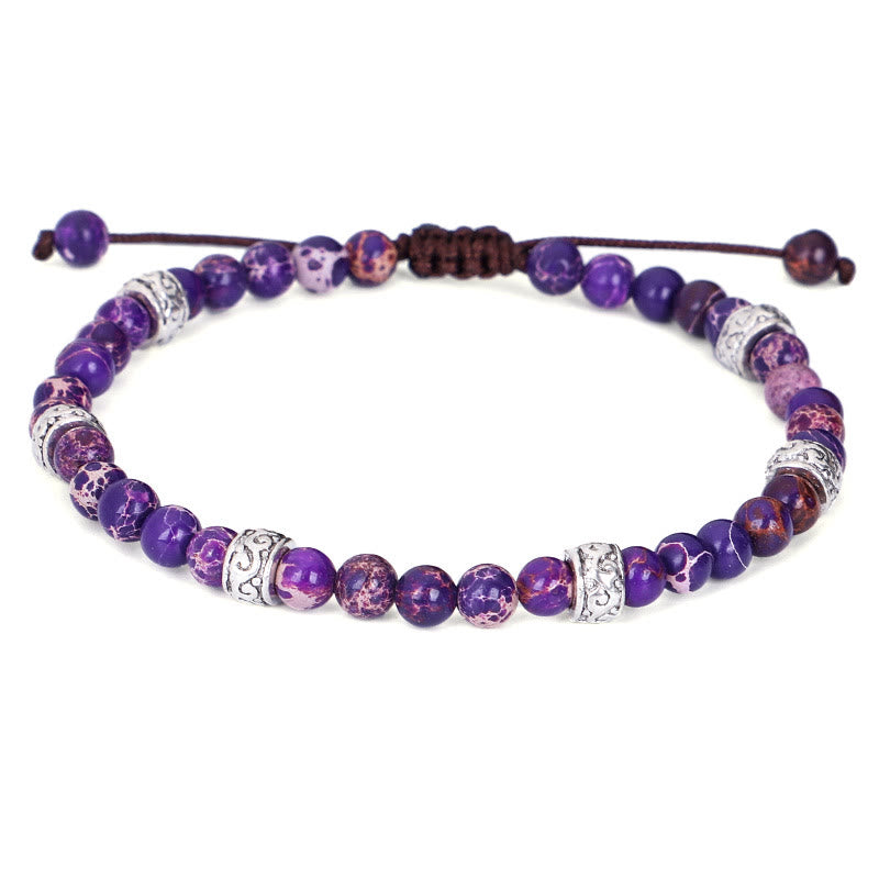 Bracciale intrecciato con perline in pietra imperiale multicolore naturale Olivenorma 