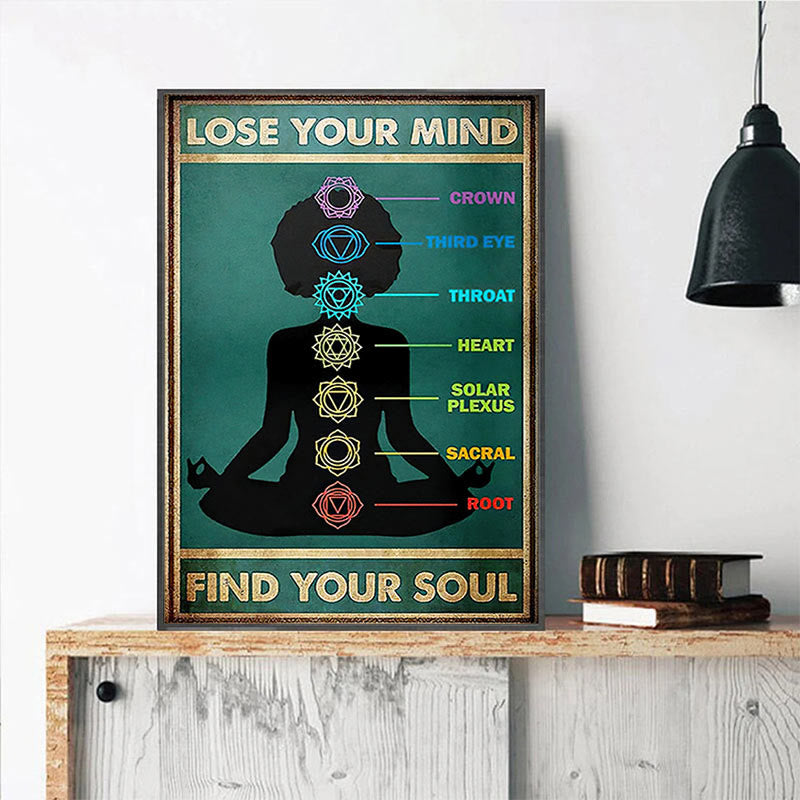 Olivenorma Chakra Yoga Poster decorativo "PERDI LA MENTE TROVA LA TUA ANIMA"