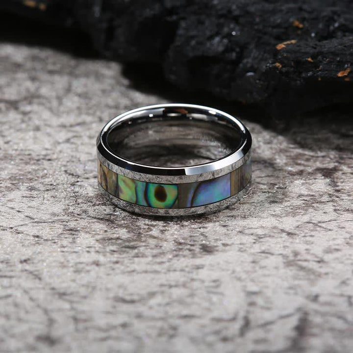 Anello Olivenorma in legno di Koa e conchiglia di abalone in carburo di tungsteno 