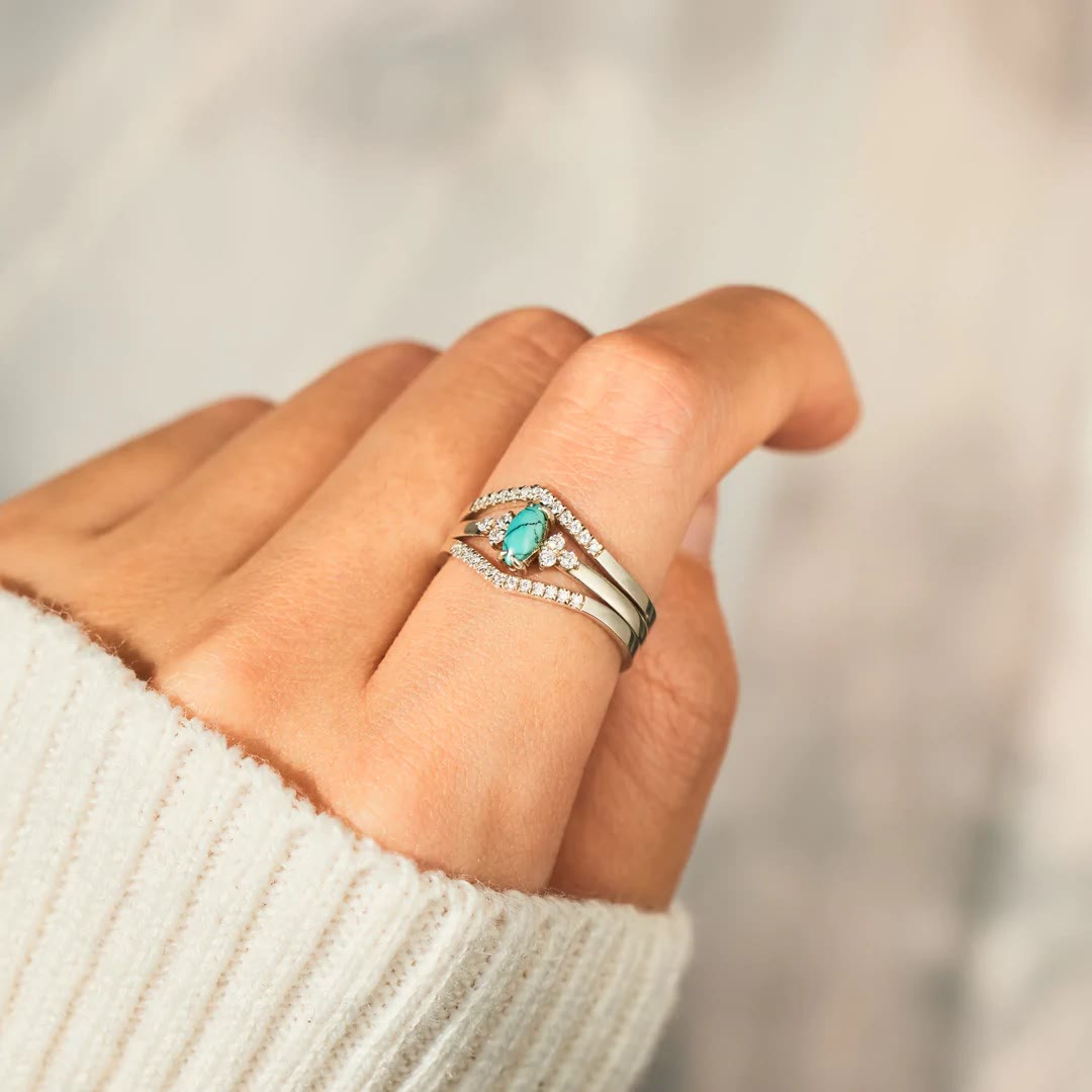Olivenorma S925 Sterling Silver Turchese Anello in due pezzi