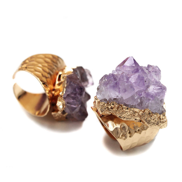 Anello Olivenorma Retro regolabile in ametista naturale