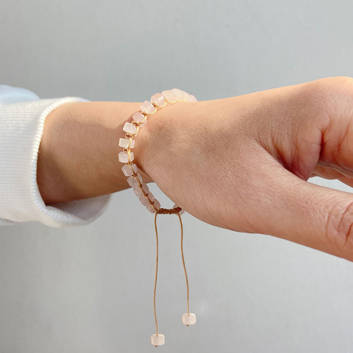 Bracciale intrecciato con perline di pietra naturale Olivenorma 